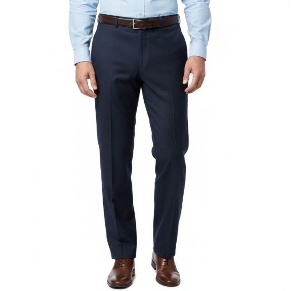 Perry Ellis Portfolio‎ Mens Dress Pants Navy Flat Front Classic Fit Size 40x30